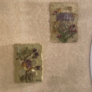 Pair of floral relief wall hangings. 4” x 6”. So pretty. Cymbidium and cysts.